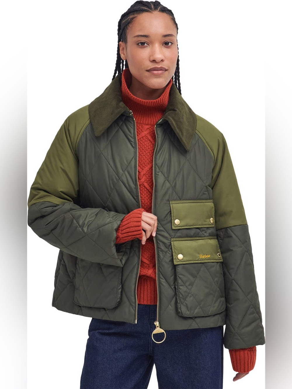 Barbour Milby Quilted Jacket Olive Green US 8/UK 12